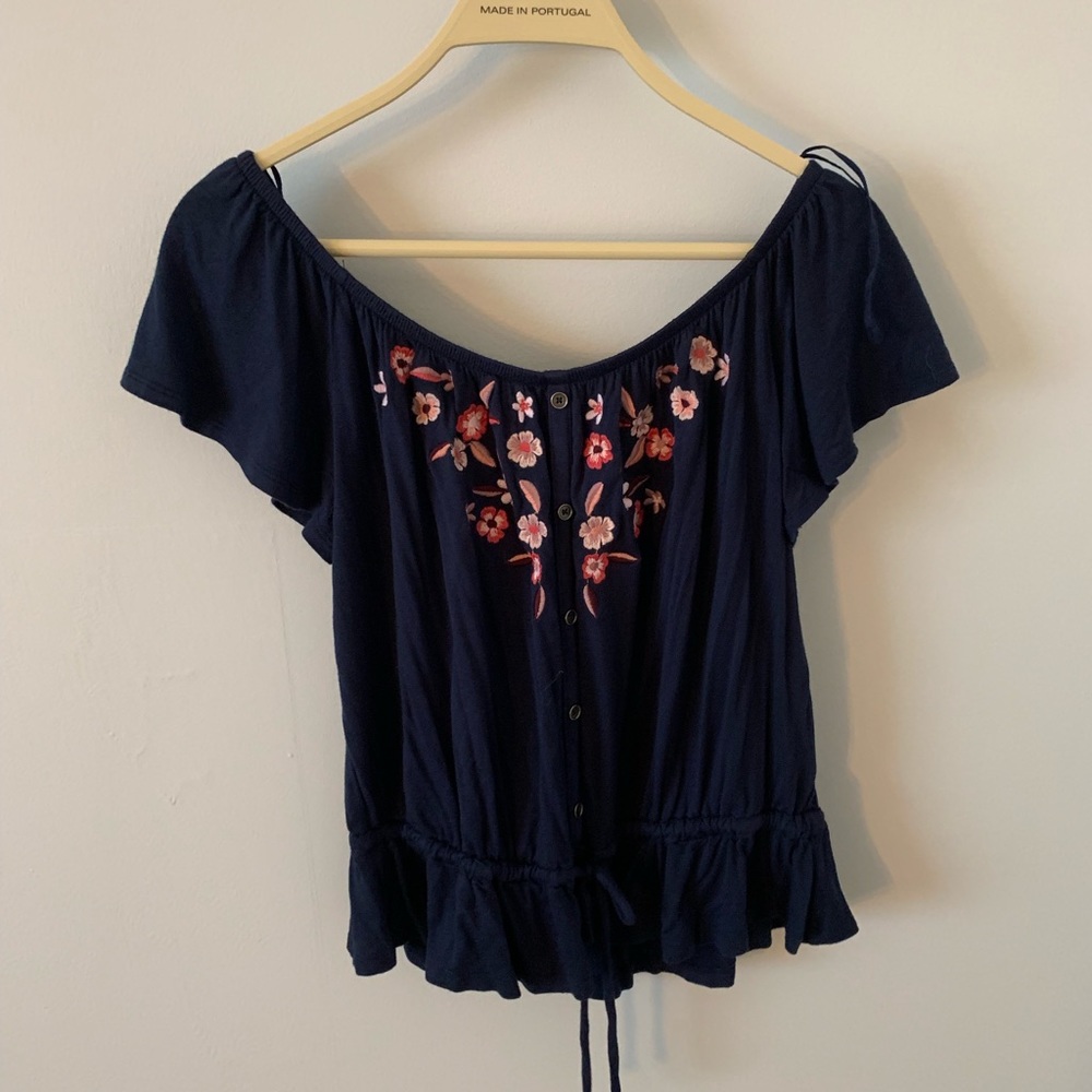 AEROPOSTALE Navy Blue Tunic Top w/ Flowers